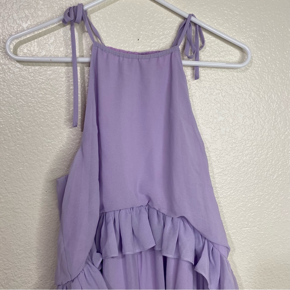 Revolve Lovers + Friends Pastel Lilac Banks Ruffle Mini Dress Size Small - Picture 6 of 10